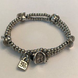 Uno de 50 Leather and Silver Bracelet